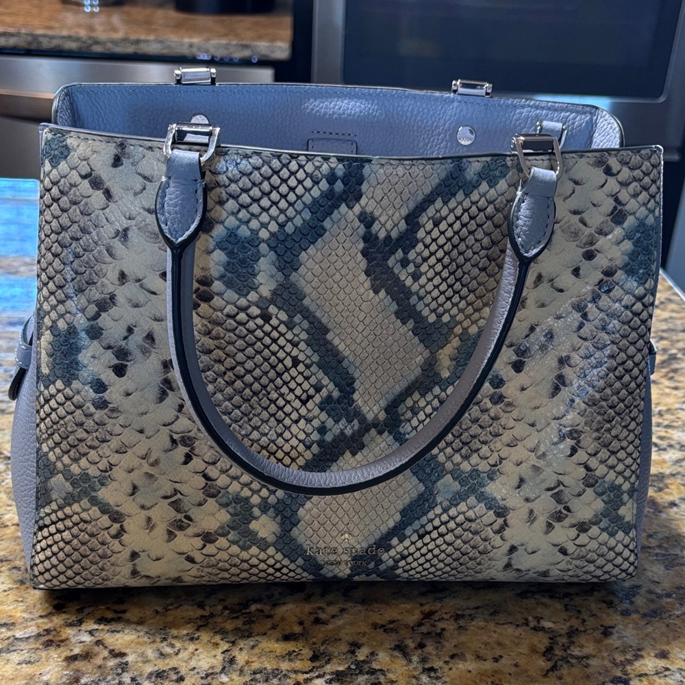 Kate Spade Blue/Gray and Cream Snakeskin Tote